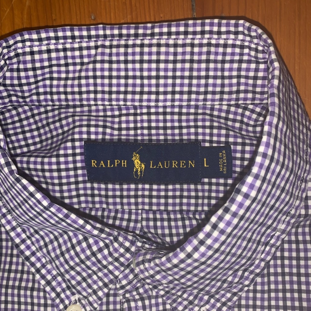 Ralph Lauren purple checkered button down large - Picture 5 of 6